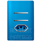 Conjunto Interruptor Duplo Simples + Tomada 10A - Novara Especiais Azul Fosco